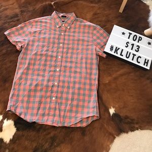 J.Crew plaid short sleeve button down Size:L Slim